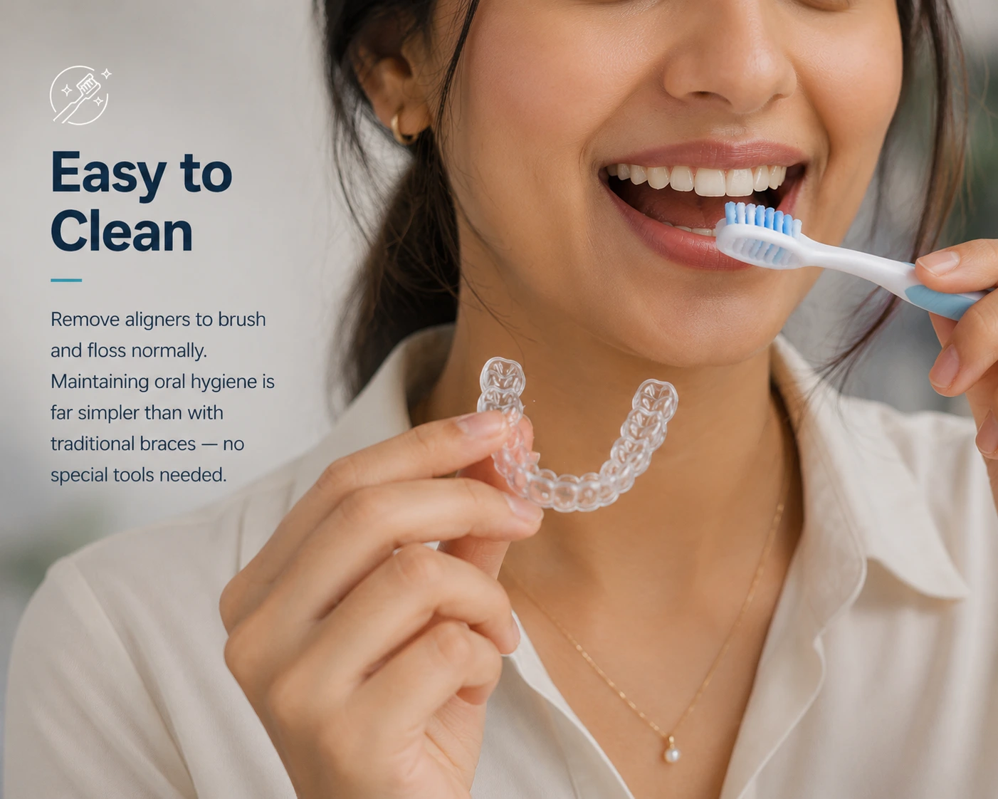 Easy to clean — clear aligners feature icon