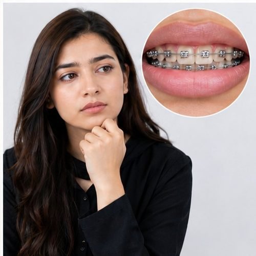 Feeling self-conscious about visible metal braces as an adult