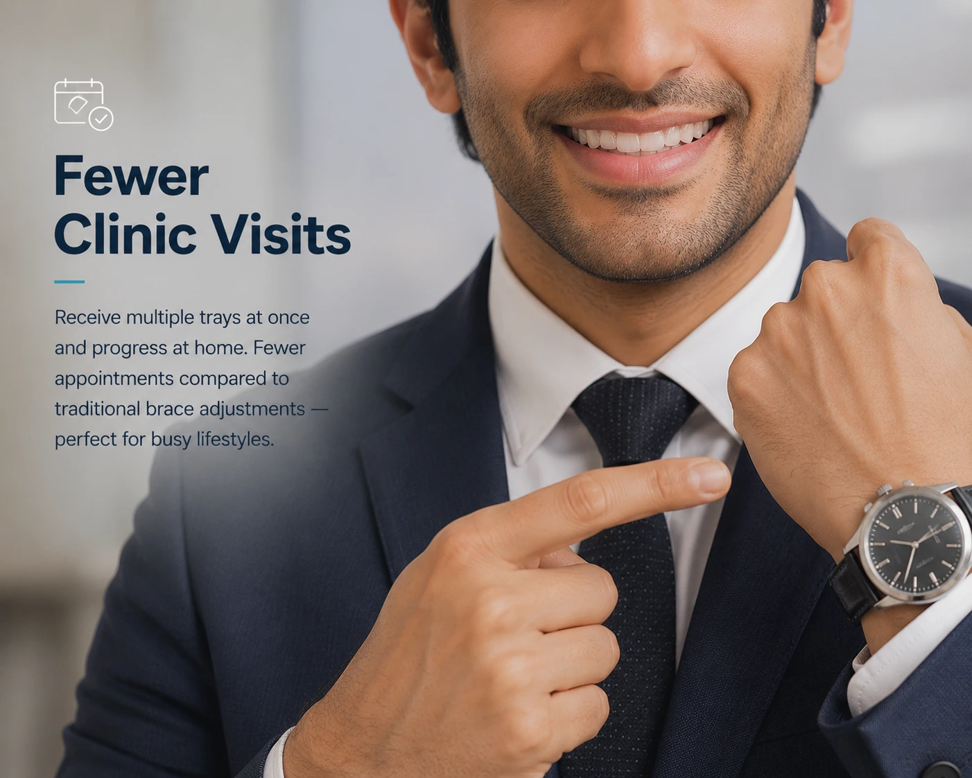 Fewer clinic visits — clear aligners feature icon