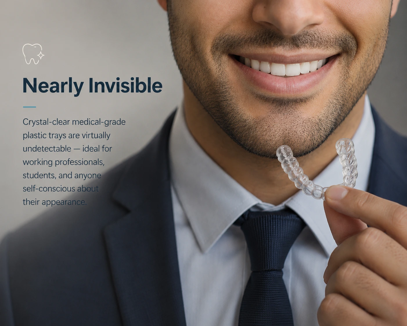 Nearly invisible — clear aligners feature icon