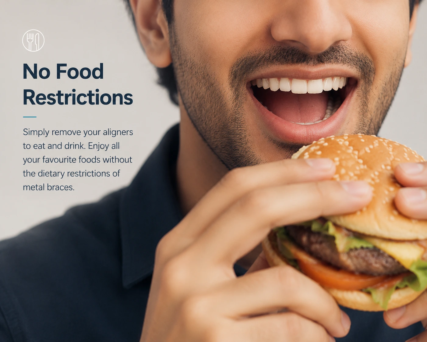 No food restrictions — clear aligners feature icon